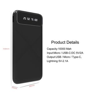 ULTRASLIM Power Bank with 4 Detachable Cable - 10000mAh 10