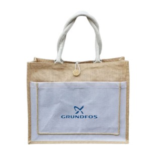 Eco-Friendly Jute Bag With Front Pocket (430x350x145)