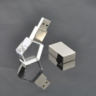 Pentagon Shaped Crystal USB Memory Drive with LED Light - 4GB