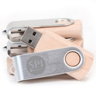 Metal Swivel Wooden USB Flash Drive - 4GB 03