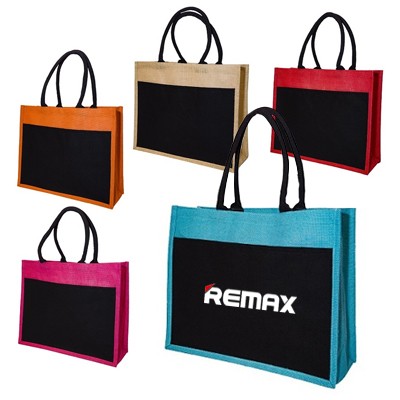Black Front Jute Bag (350x430x150) 01
