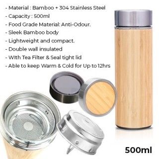 Bamboo Premium Stainless Steel Thermos - 500ml 12