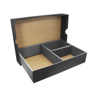 Black Gift Box 3 Compartment with Shredded Paper - M Size 03