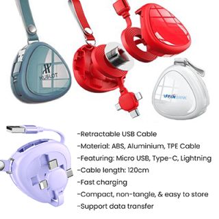 BLISS 3-in-1 Retractable USB Fast Charging Cable 12