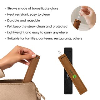 Borosilicate Glass Straw (8x215) with Straw Felt Pouch Set 08