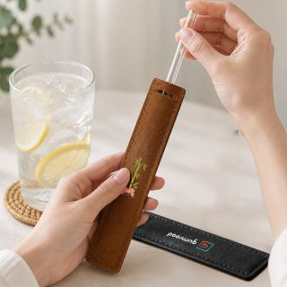Borosilicate Glass Straw (8×215) with Straw Felt Pouch Set