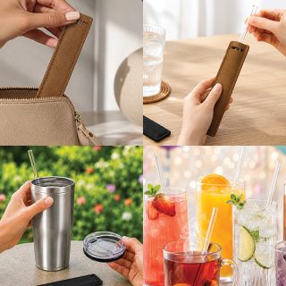 Borosilicate Glass Straw (8x215) with Straw Felt Pouch Set 06