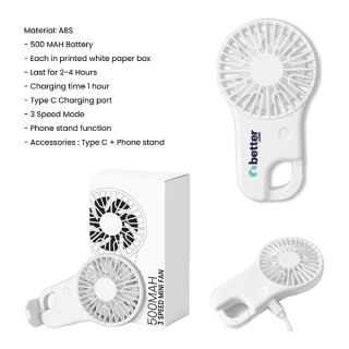 BUCKLE 3 Speed Mini Fan with Stand - 500mAh 10