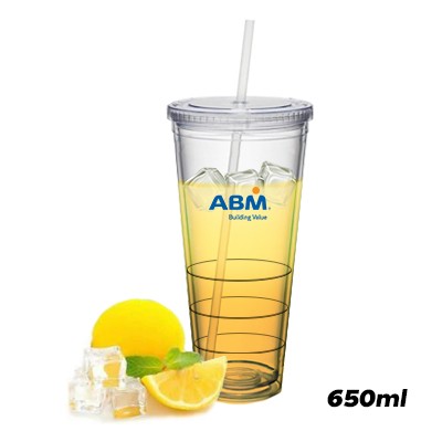 Acrylic Double Layer Tumbler With Straw - 650ml 01