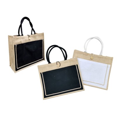 Eco-Friendly Jute Bag With Front Pocket (430x350x145) 01