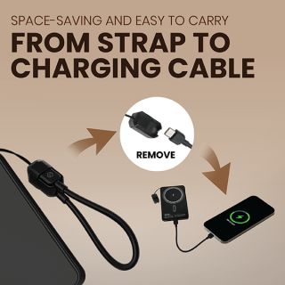 CABLE Magnetic 15W Wireless LED Power Bank and Type C Strap - 5000mAh 07