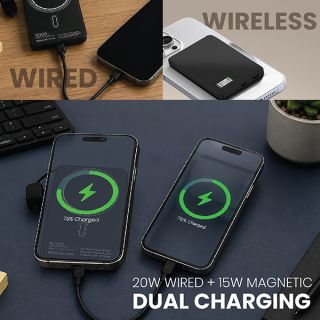 CABLE Magnetic 15W Wireless LED Power Bank and Type C Strap - 5000mAh 04