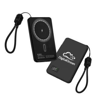 CABLE Magnetic 15W Wireless LED Power Bank and Type C Strap - 5000mAh