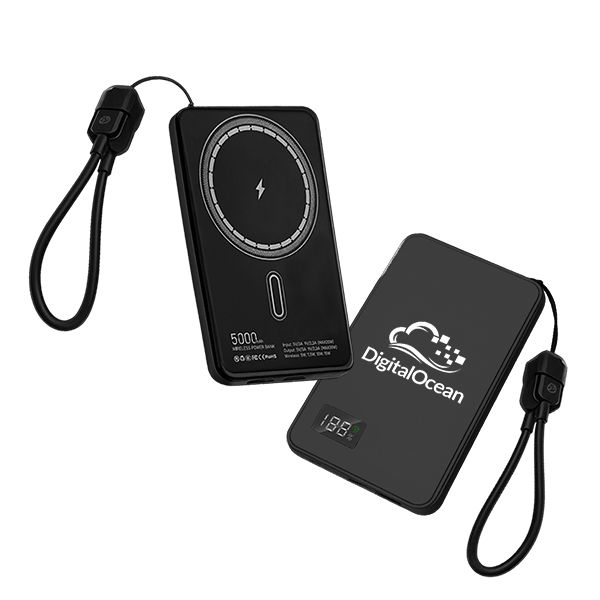 CABLE Magnetic 15W Wireless LED Power Bank and Type C Strap - 5000mAh