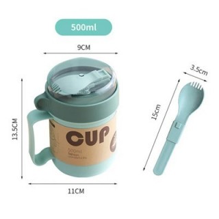 Casual PP Soup Cup With Foldable Spoon - 500ml 11