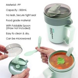 Casual PP Soup Cup With Foldable Spoon - 500ml 12