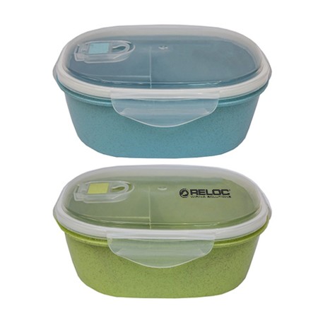 Oval Eco Wheat 3 side Food Container With Spoon 01
