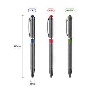 Color Tone Press Action Metal Ball Pen with Stylus 07