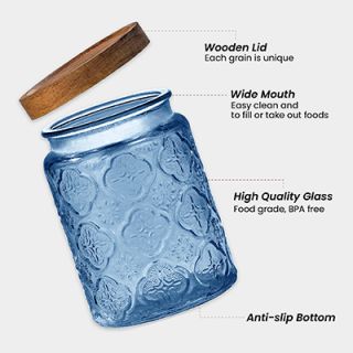 COLOUR Wooden Lid Glass Canister - 700ml 03