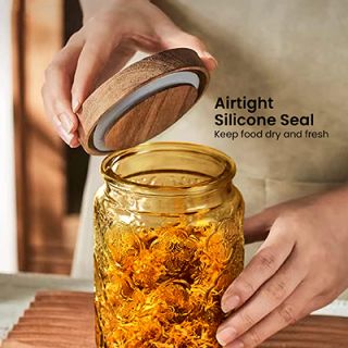 COLOUR Wooden Lid Glass Canister - 700ml 04