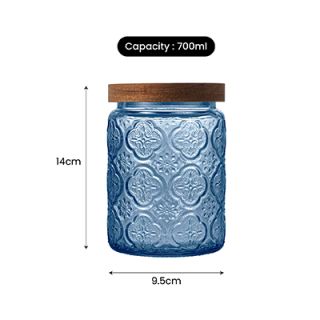 COLOUR Wooden Lid Glass Canister - 700ml 06