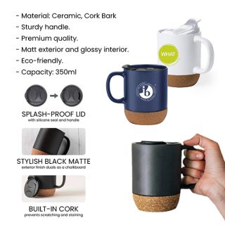 CORK 2 Tone Ceramic Mug with Cover – 350ml 09