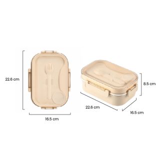 Dimension diagram of the bamboo fiber lunch box seen from the top and the side