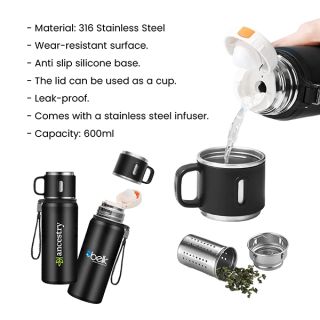CUP Stainless Steel Vacuum Thermos Flask with Handle - 600ml 09