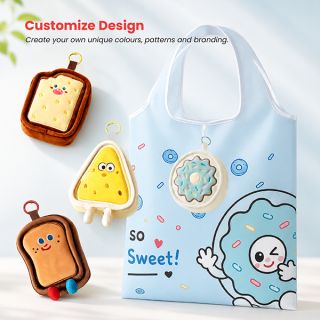 Custom PLUSH Foldable Polyester Bag with Pouch