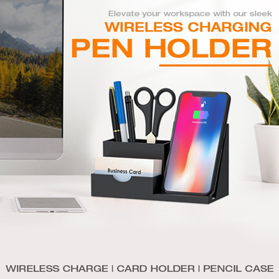 Wireless Charging Pen Holder With Mobile Stand - 15W Charger 04