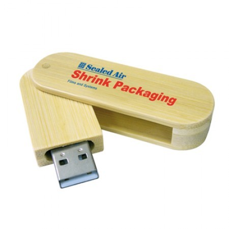 Swivel Rotary Bamboo USB Flash Drive - 4GB 01