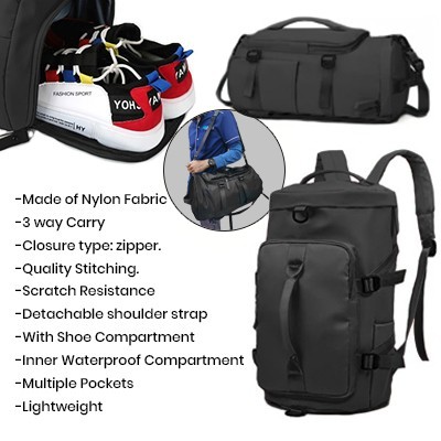 HYKE Travel Nylon Duffel 2 Way Bag 13