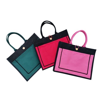 Reusable Jute Handbag With Front Pocket (430x350x145) 01