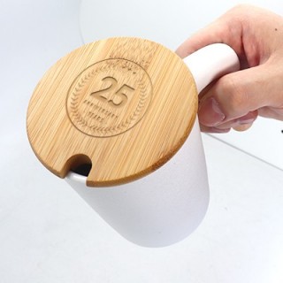 DESIGNER Ceramic Mug with Wooden Handle - 450ml 06