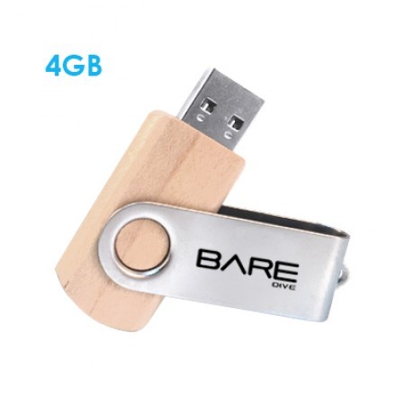 Metal Swivel Wooden USB Flash Drive - 4GB 01