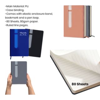 Duo Tone PU A5 Notebook with Pen Loop 08