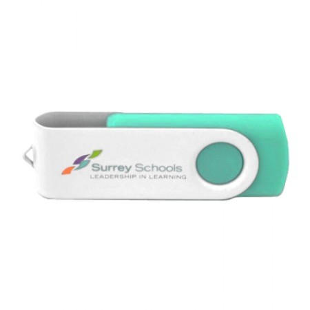 White Metal Swivel Coated USB Flash Drive - 4GB 01