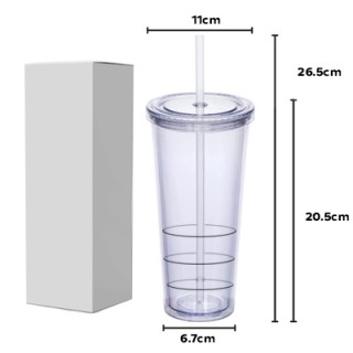 Acrylic Double Layer Tumbler with Straw - 650ml 08