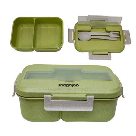 Wheat Fiber Food Container With Spoon & Fork 01