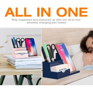 Wireless Charging Pen Holder With Mobile Stand - 15W Charger 06