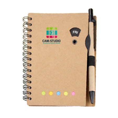Natural Vogue Notebook With Post It Pad And Pen 01