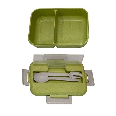 Wheat Fiber Food Container With Spoon & Fork 04