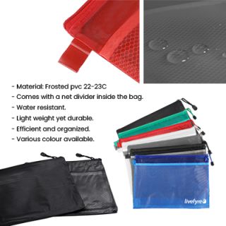 Frosted PVC Organizer with Net Divider - A5 Size 08