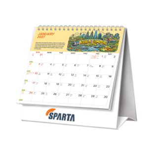 Gemilang Malaysia desk calendar open at a monthly date grid, with a clear printing area below the dates