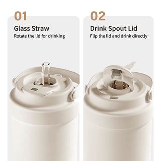 GOLD Dual Lid 316 S.Steel Bottle with Straw Handle - 500ml 05