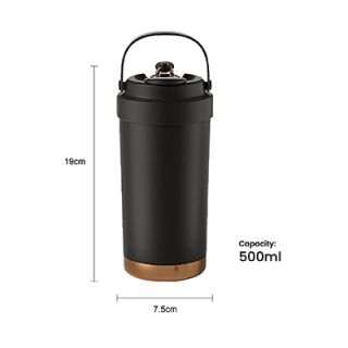 GOLD Dual Lid 316 S.Steel Bottle with Straw Handle - 500ml 09