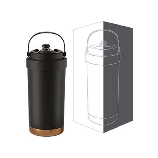 GOLD Dual Lid 316 S.Steel Bottle with Straw Handle - 500ml 10