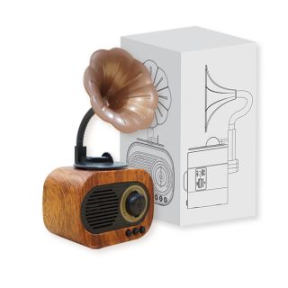 Gramophone Vintage Bluetooth Speaker with FM Radio - 1200mAh 09