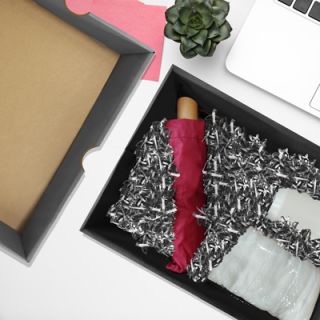 Grey Gift Box 1 Compartment with Shredded Paper - L Size 02