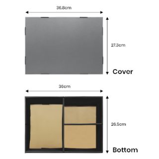 Grey Gift Box 3 Compartment with Shredded Paper - L Size 07
